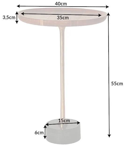 Stolík Trayful 55 cm mramorová základňa zlatá guľatá