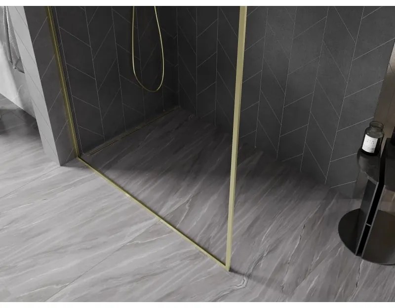 Mexen, Mexen Kioto-F L sprchová stena s rámom 65 x 202 cm, priehľadná 8 mm, brúsené zlato - 800-065-174-55-00