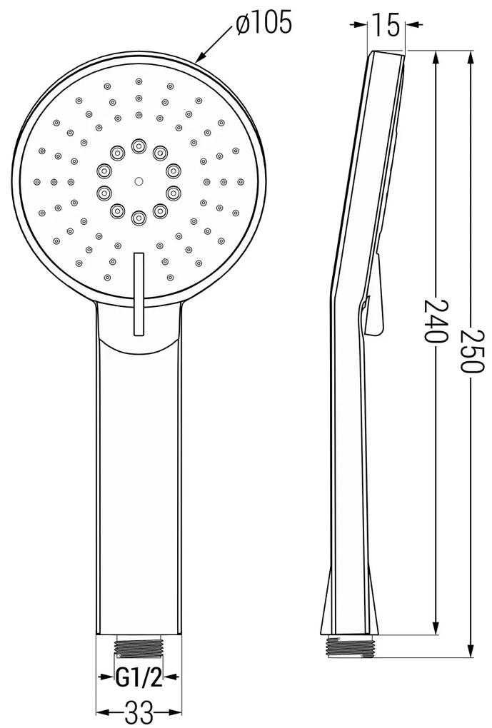 Mexen príslušenstvo, Ručná sprcha R-40, 2-funkčná, zlatá, 79540-50