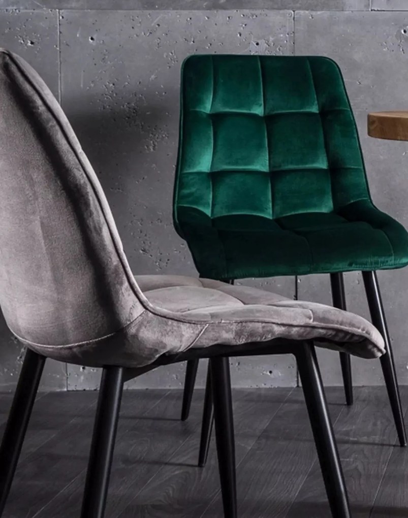 Stolička Chic Velvet zelená – čierne nohy