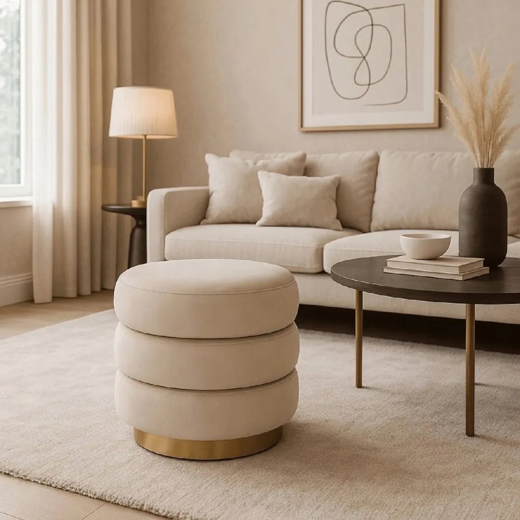 PROXIMA.store - Moderná taburetka Aura FARBA: béžová, Materiál: zamat