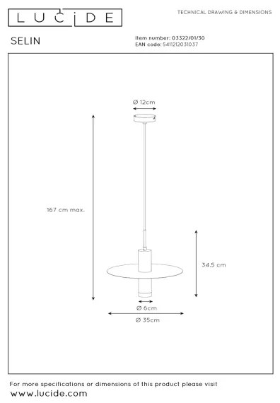 Lucide 03322/01/30 - Luster na lanku SELIN 1xGU10/35W/230V čierna
