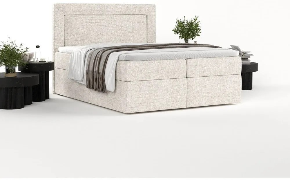 Krémovobiela boxspring posteľ s úložným priestorom 160x200 cm Imagine – Maison de Rêve