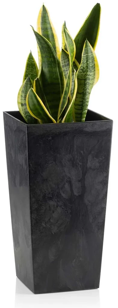 PLASTOVÝ KVETINÁČ PORTO SADA 3KS 67,7X35 CM+46,5X25 CM+57X30 CM IMITÁCIA BETÓNU ČIERNA