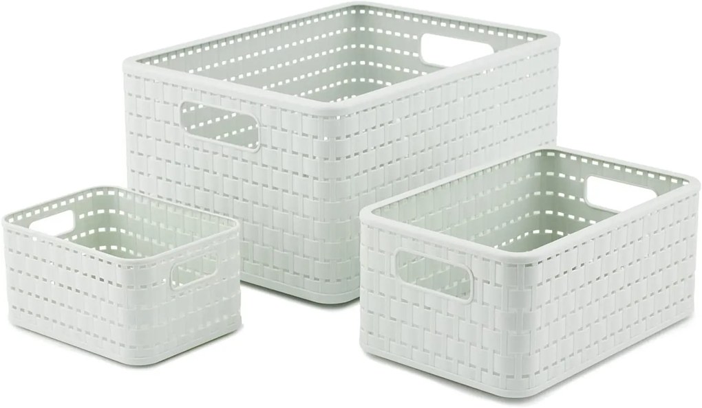 Rotho Plastový košík COUNTRY, rovný, biely (2 l – 18 x 14 x 10)