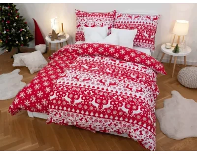 MKLozkoviny.sk Vianočné bavlnené obliečky Renforcé – Veselé Vánoce 140x200/70x90 cm