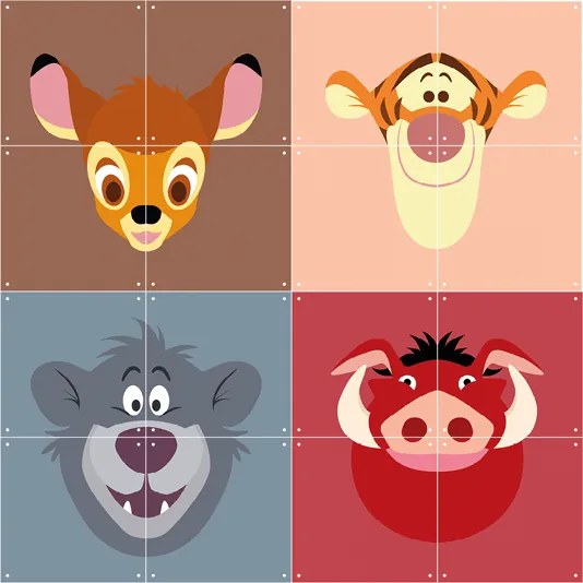 IXXI Skladaný obraz Disney All Stars: Bambi× Tigger× Baloo× Pumba