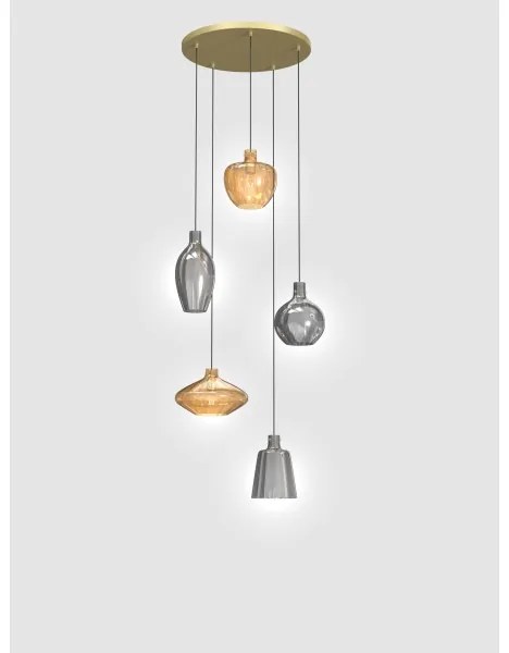 Wofi 5005-501 - Luster na lanku ROUEN 5xE14/40W/230V zlatá/šedá