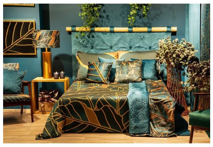 DECOREUM Potlačený zamatový záves 140 cm x 250 cm grafitová 100 % polyester Rozmer varianty: 140 cm x 250 cm, Farba varianty: Tmavo tyrkysová 104671