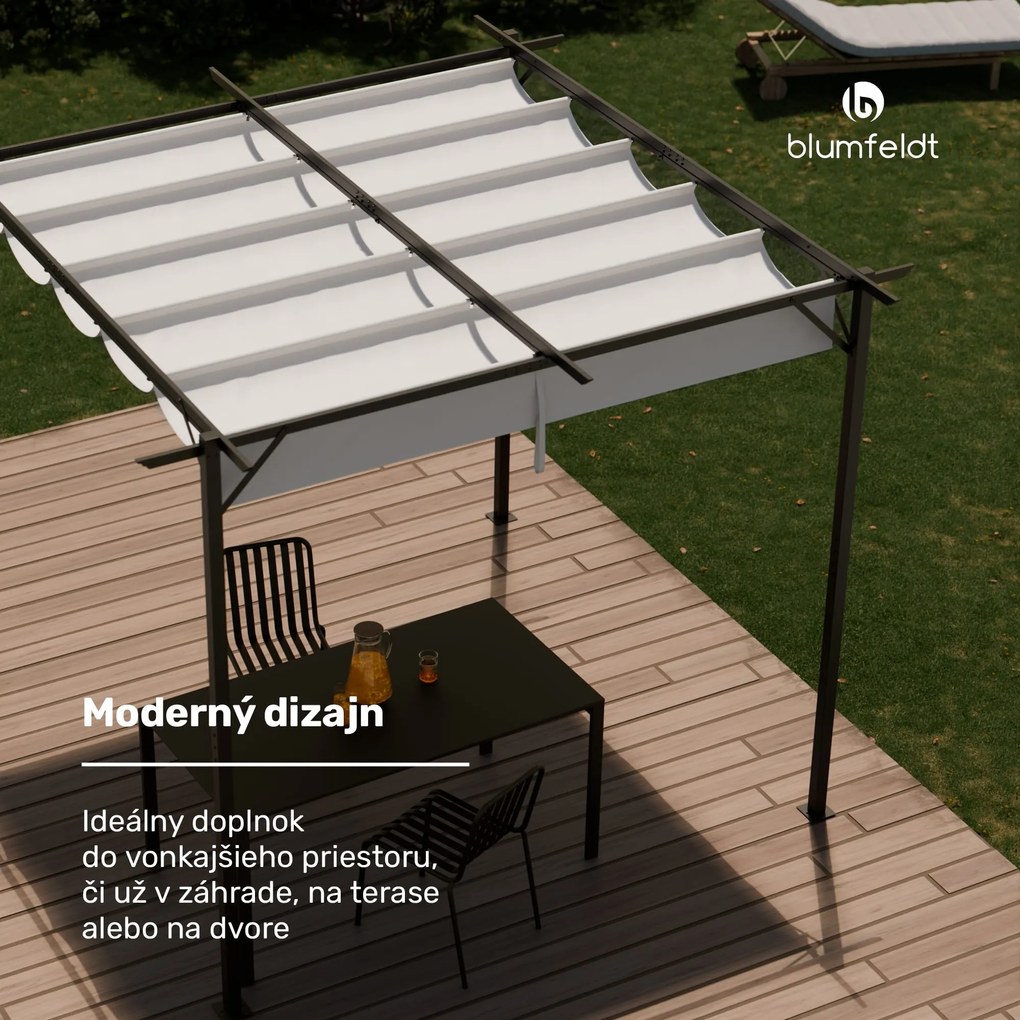 Blumfeldt Pantheon Robust, pergola, 3 x 3 m, práškovo lakovaná oceľ, odolná voči poveternostným vplyvom