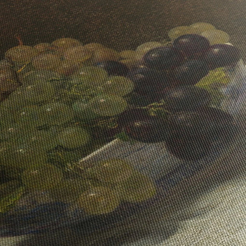 Obraz - Henri Fantin-Latour, Still Life with Grapes and a Carnation, reprodukcia (s hodinami) (90x30 cm)