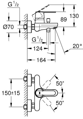 GROHE 32887000 - Vaňová batéria GET DN 15, lesklý chróm
