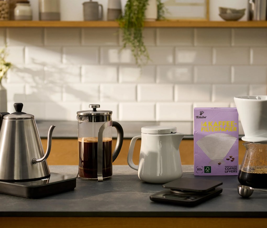 Kanvica french press 800 ml, 6 šálok, strieborná