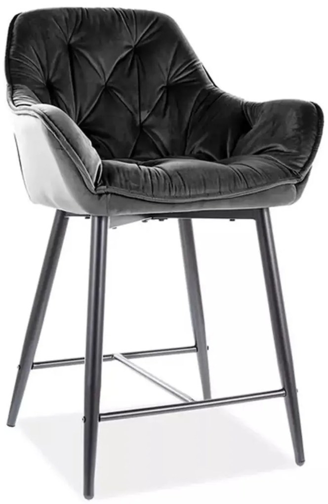 Polobarová stolička Cherry H-2 Velvet Čierna