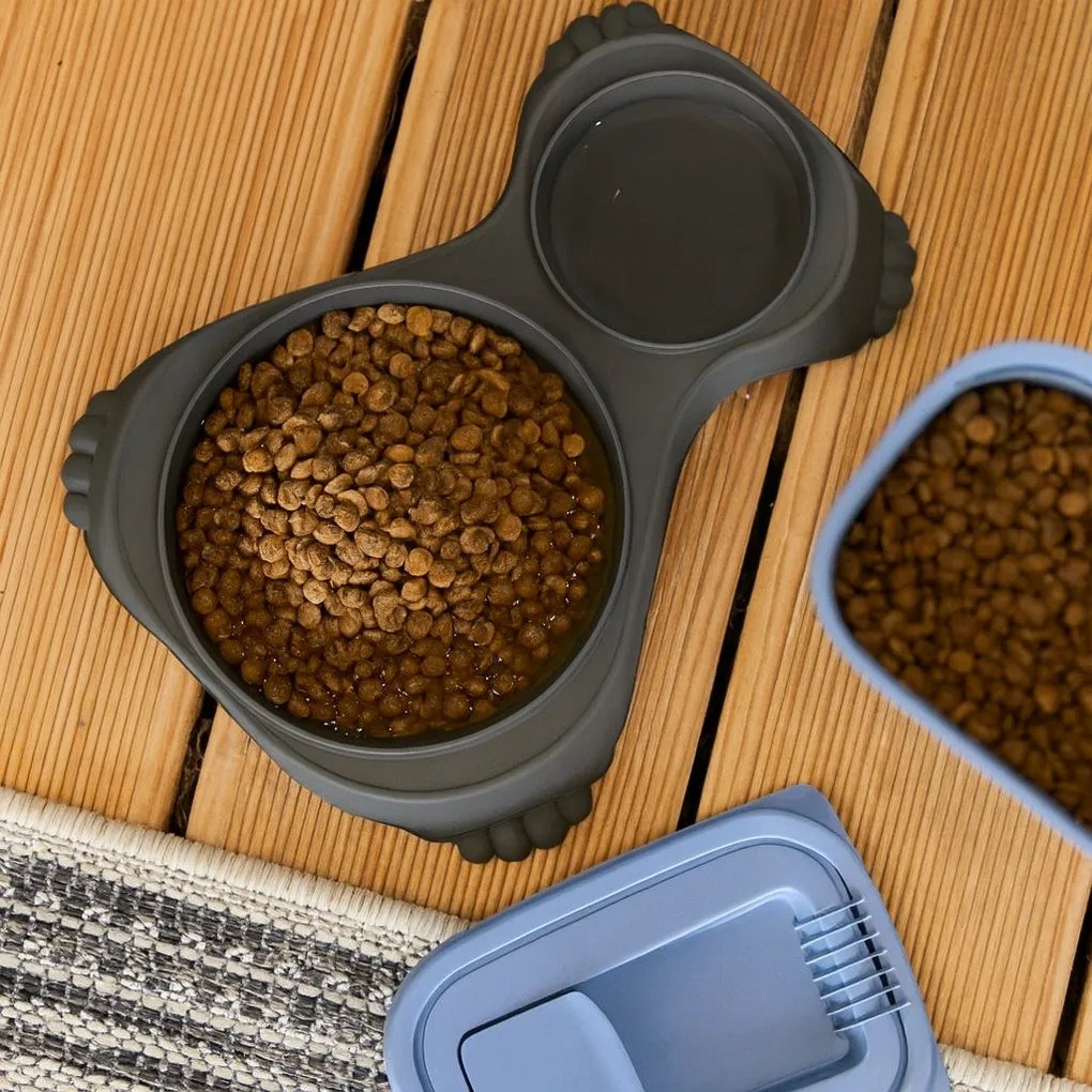 Rotho Miska na krmivo a vodu pre psy a mačky, dvojitá s vekom, SALLY - antracit