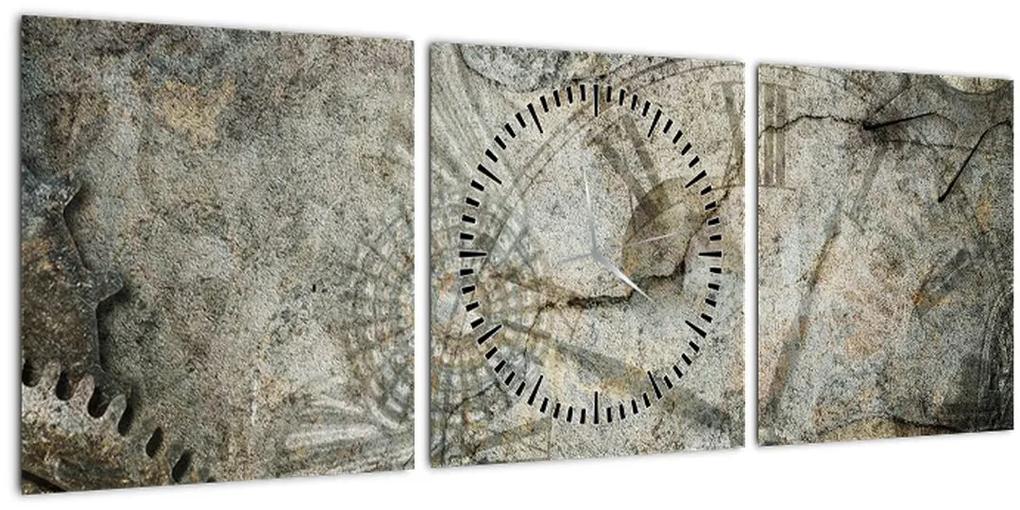 Obraz - Tok času (s hodinami) (90x30 cm)