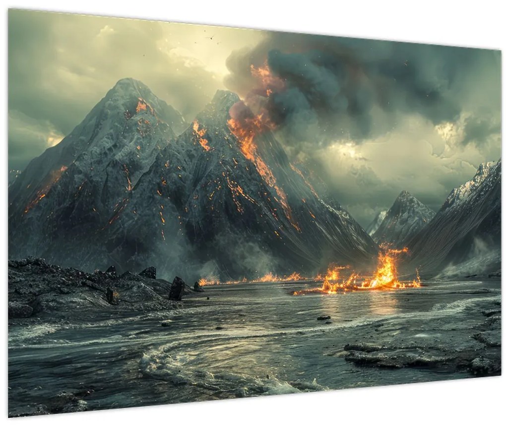 Obraz - Erupcia sopky (90x60 cm)