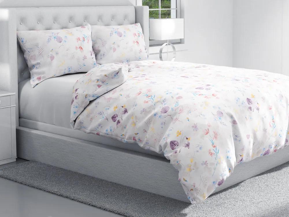 Biante Bavlnené posteľné obliečky Sandra SA-290 Farebné lučne kvety na bielom Predĺžené 140x220 a 70x90 cm