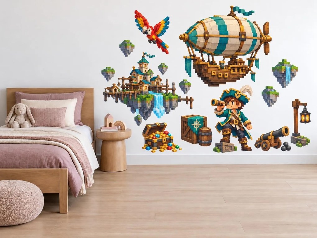 Minecraft Pirát a létající loď arch 46 x 34 cm