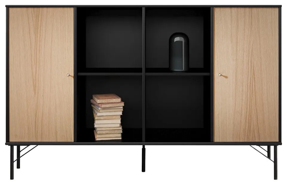 Čierna komoda v dubovom dekore Hammel Mistral Kubus, 136 x 89 cm
