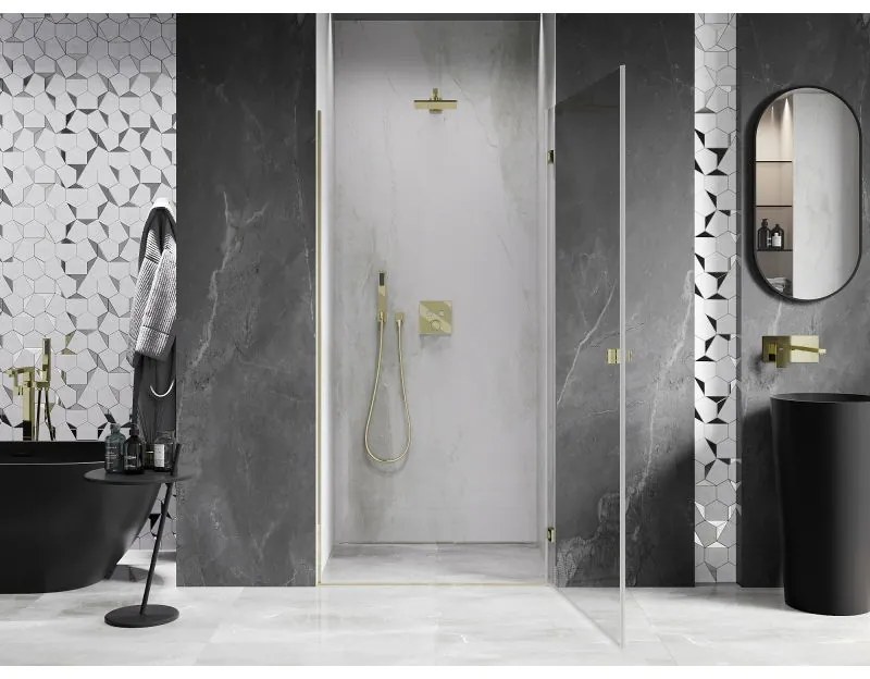 Mexen, Mexen Lunar-B pravé otočné sprchové dvere 70 cm, transparentné, zlaté - 832-070-000-50-00-P