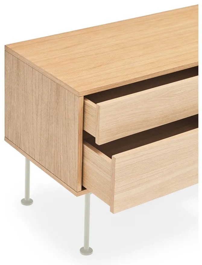 Krémovobiela TV komoda v dubovom dekore Teulat Yoko