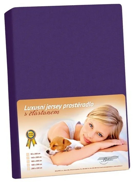 Jersey prestieradlo s elastanom slivková, 90 x 200 cm
