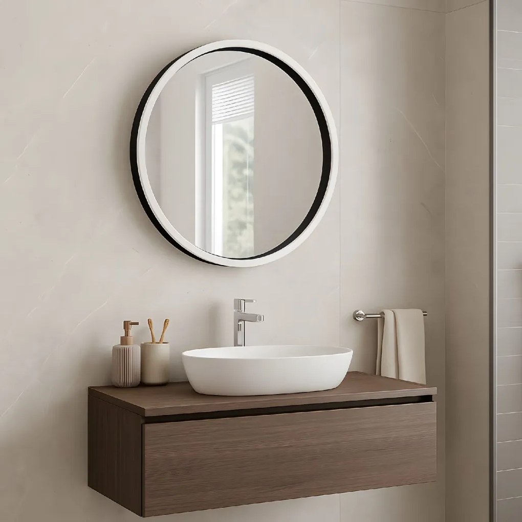 Tutumi Tutumi, okrúhle LED zrkadlo 60cm BL807, čierna-biela, HOM-06910