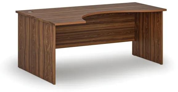 Ergonomický kancelársky pracovný stôl PRIMO WOOD, 1800 x 1200 mm, ľavý, orech