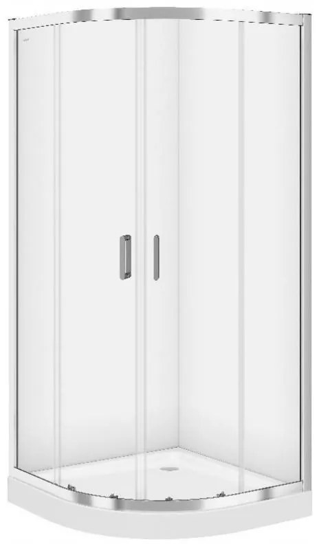 Cersanit Arteco, štvrťkruhový sprchový kút 80x80x190cm, 5mm číre sklo, chrómový profil + sprchová vanička Tako, S601-113