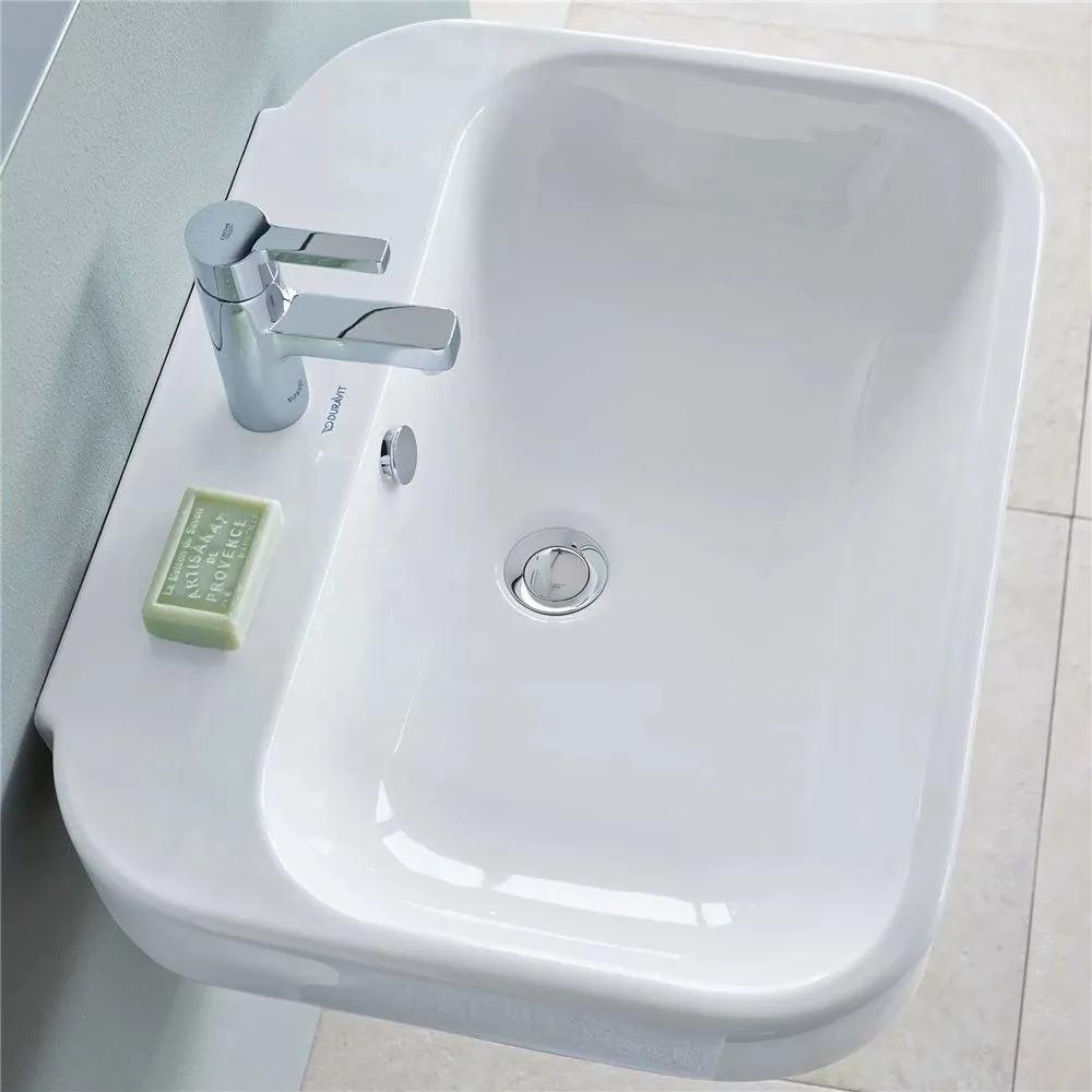 DURAVIT Happy D.2 závesné umývadlo s otvorom, s prepadom, 650 x 495 mm, biela, s povrchom WonderGliss, 23166500001