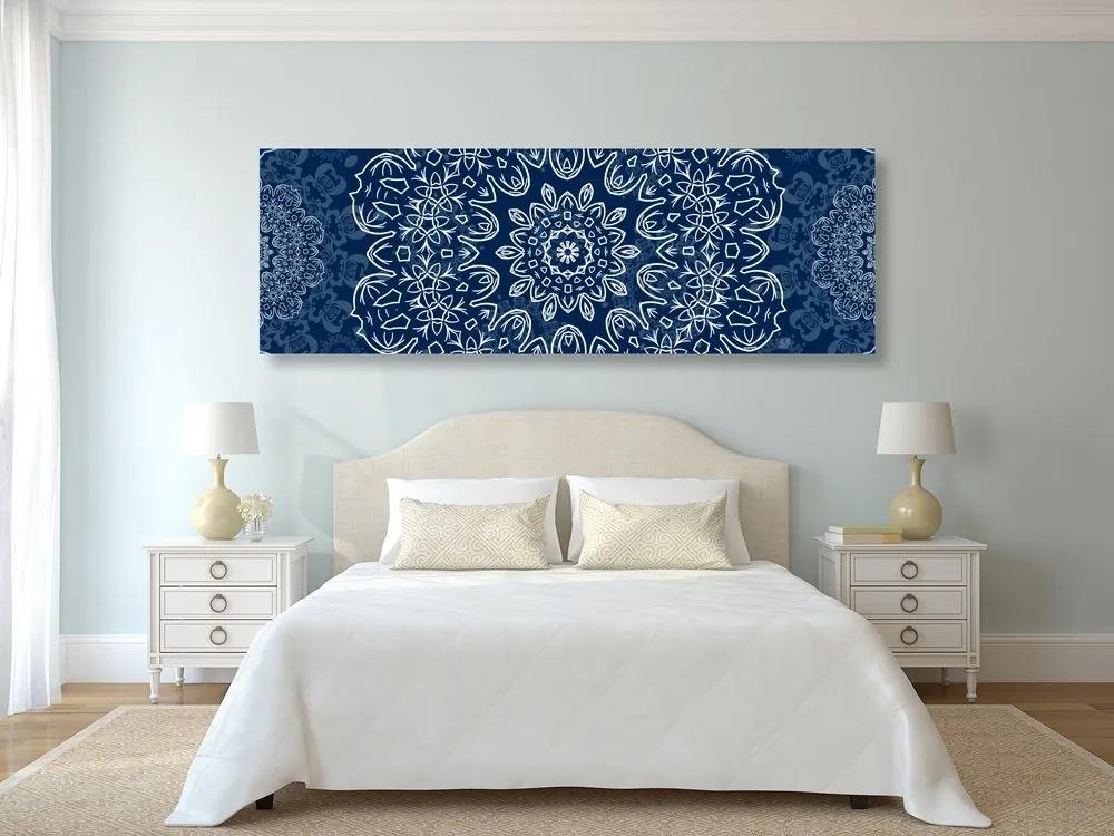 Obraz modrá Mandala s abstraktným vzorom - 120x40