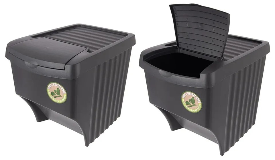 Čierne plastové odpadkové koše v súprave 3 ks 3x22 l na triedený odpad – Orion
