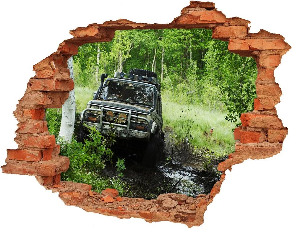 Foto fotografie diera na stenu Jeep v lese WallHole-cegla-90x70-4134018