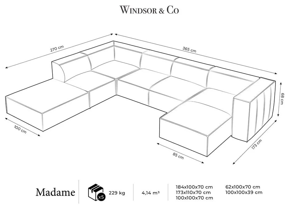 Tmavohnedá kožená rohová pohovka (ľavý roh) Madame - Windsor &amp; Co Sofas