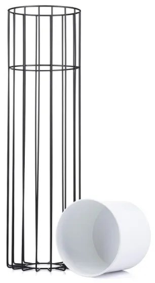 Kovový kvetináč LOFT 70x20 cm čierna/biela