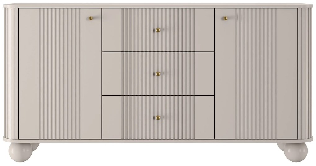 Komoda Vespera 160 cm so zásuvkami - kašmírová / zlatá / kašmírové nohy