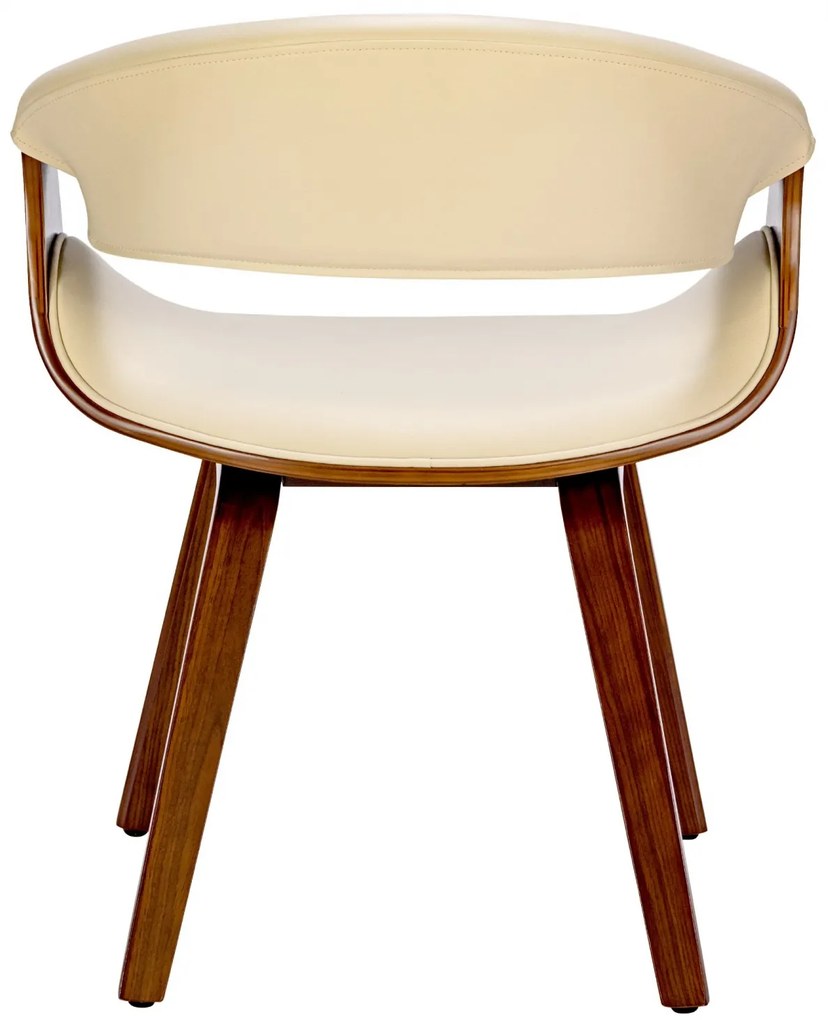 Stolička Foley - koženka, drevené nohy orech - Krémová