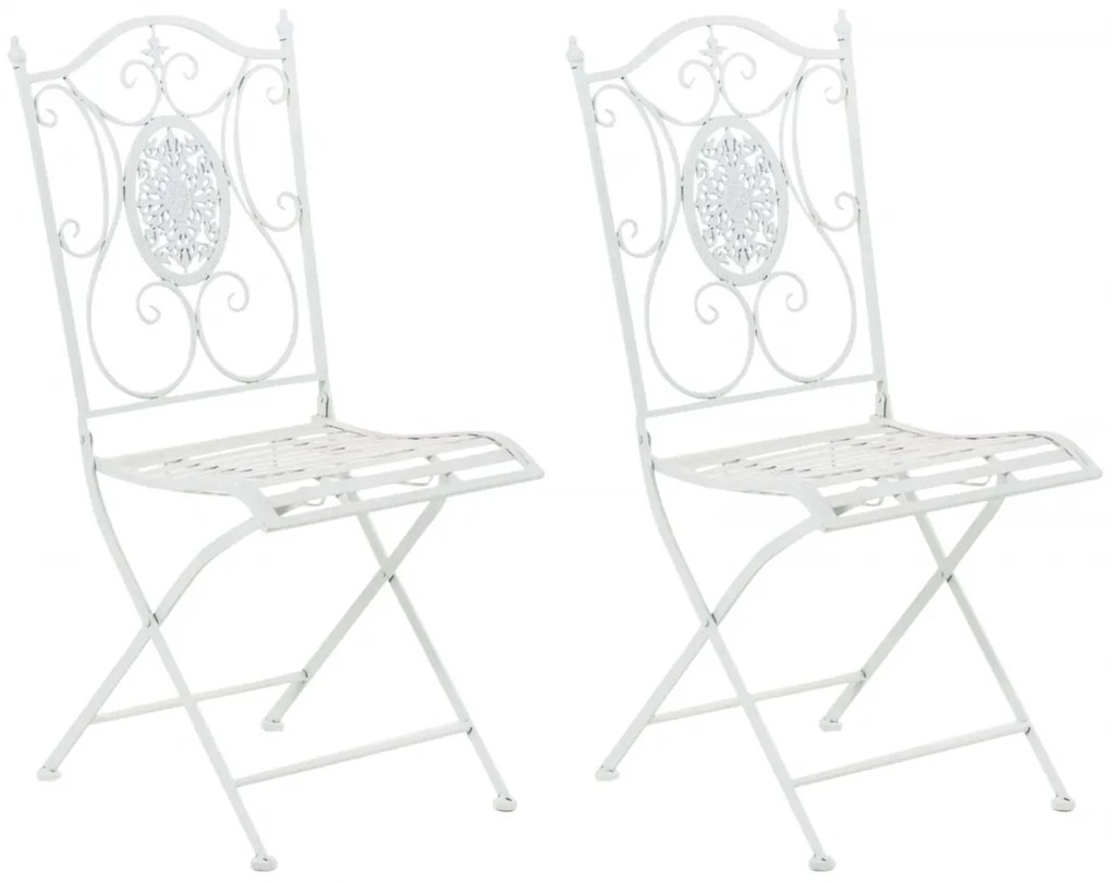 Kovová skladacia stolička Sibell (SET 2 ks) - Biela