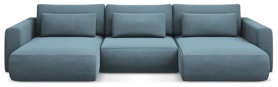 Svetlomodrá rozkladacia/s úložným priestorom rohová pohovka (do tvaru "U") Kapua – Makamii