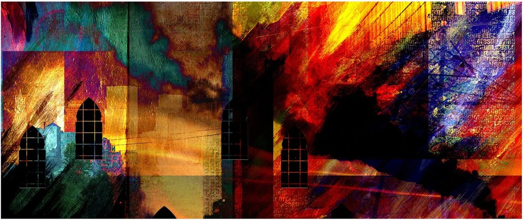Obraz - Farebná abstrakcia mesta (120x50 cm)