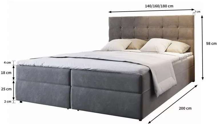 Čalúnená posteľ boxspring GLORIEN 160x200 cm purpurová Matrac: Bonell pružinová matrac