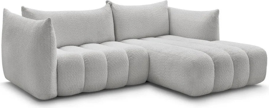 Svetlosivá rohová pohovka z textílie buklé (pravý roh/s leňoškou) Azra – Bobochic Paris
