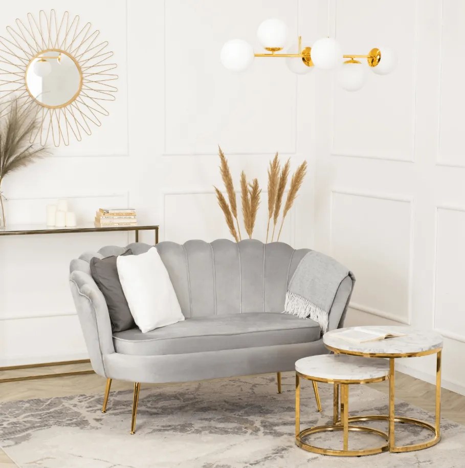 Vintino zamatová sedačka ZORAYA sivá