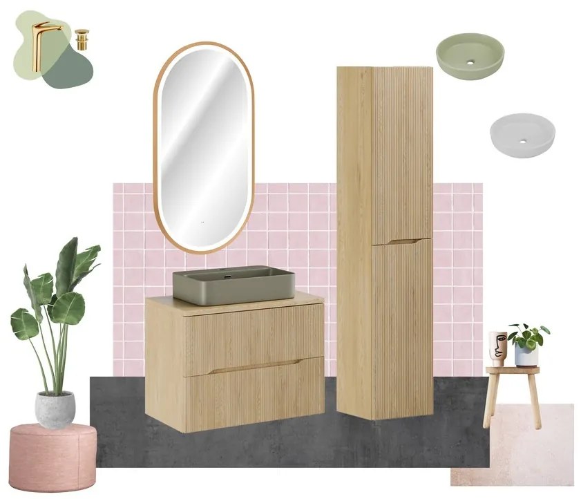 Závěsná skříňka pod umyvadlo Nordic 80 cm dub cremona