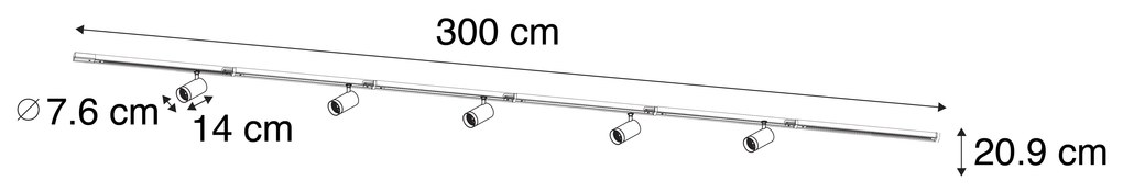 Moderný koľajnicový systém s 5 reflektormi biely 1-fázový GU10 70mm - Iconic Jeana Luxe