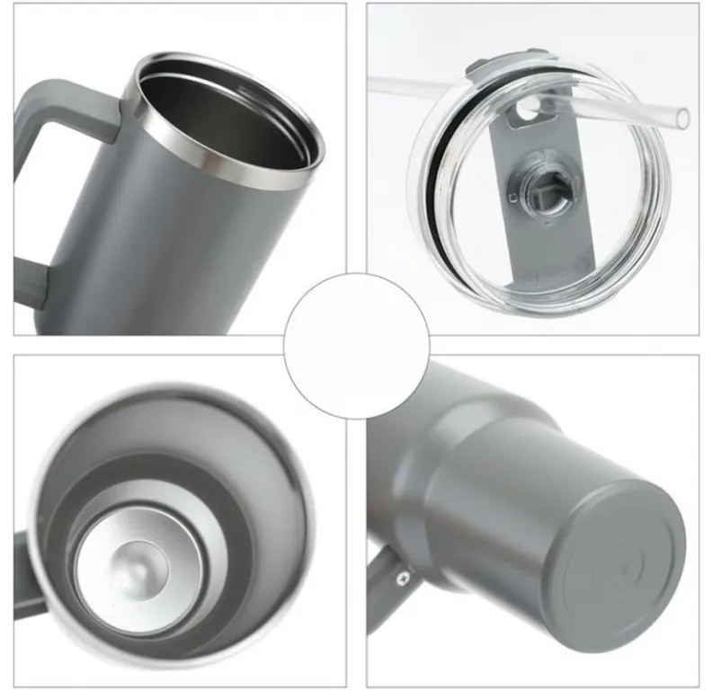 Termohrnček so slamkou TERMOS 1000 ml, sivý
