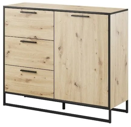 Komoda typ 860 Bryanna (dub artisan + čierna). Vlastná spoľahlivá doprava až k Vám domov. 1041894