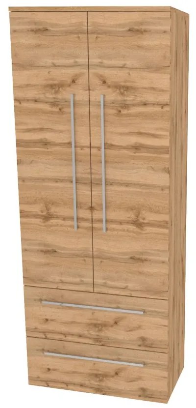 Mereo, Mereo Bino, kúpeľňová skrinka vysoká 163 cm, dvojitá, Multidecor, Dub Wotan, MER-CN699DWOT