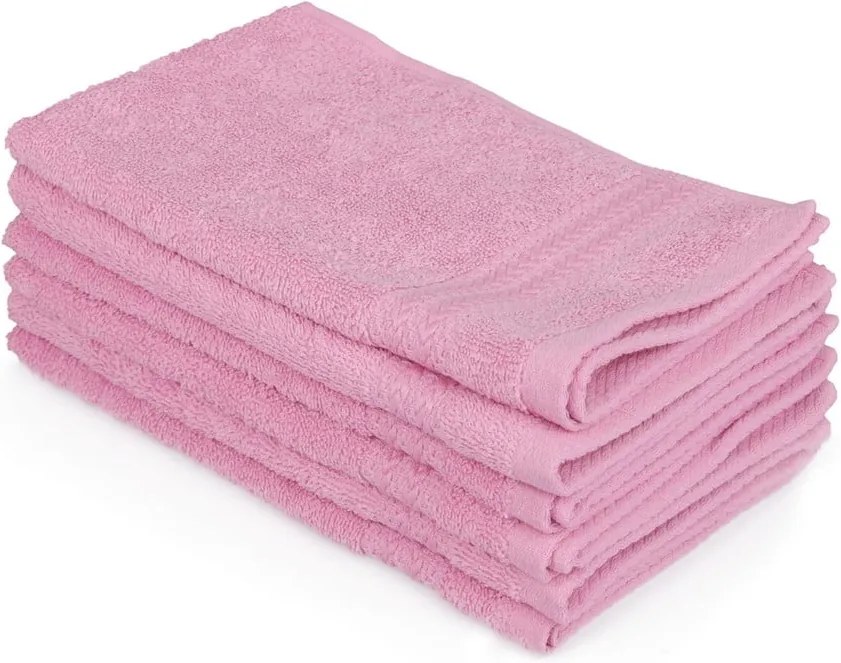 Sada 6 ružových uterákov do kúpeľni, 50 x 30 cm